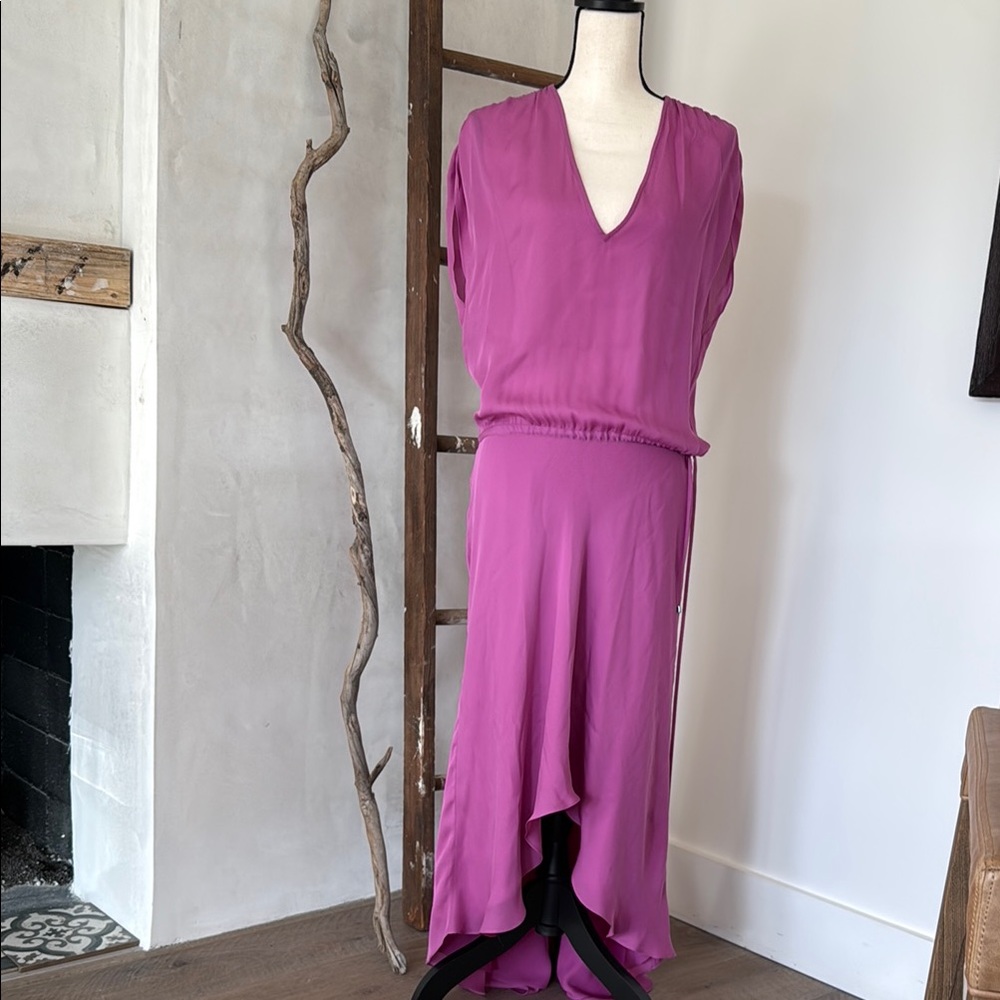 Haute Hippie Pink High Low V-Neck Dress